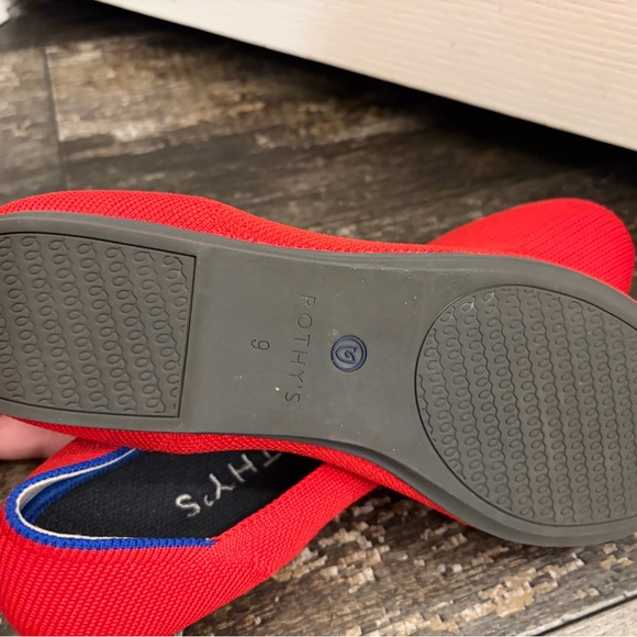 Rothy's Bold Red Flats with Blue Trim - Picture 4 of 4